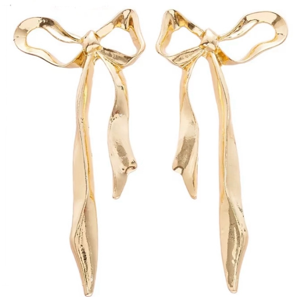 Gold Bow Stud Earrings